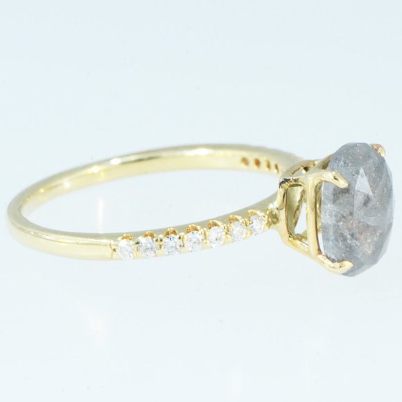 Cushion Diamond Engagement Ring Rose Cut 14K Yellow Gold Fancy Gray 1.85 TCW - Picture 4 of 6